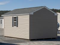 10x14 Front Entry Peak Shed With Clay Vinyl Siding (Back)