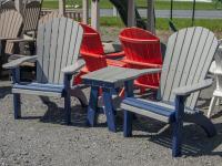 Raised Adirondack Chairs & Two Tier Table Poly Lumber Outdoor Patio Furniture