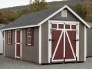 10x20 Cape Cod Storage Shed with Rampage Door (shown closed in door mode)